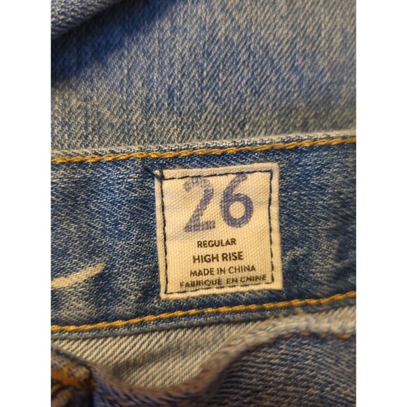 We The Free Jeans Womens 26 Blue Denim High Rise Button Fly Distressed Raw Hem - Picture 9 of 12